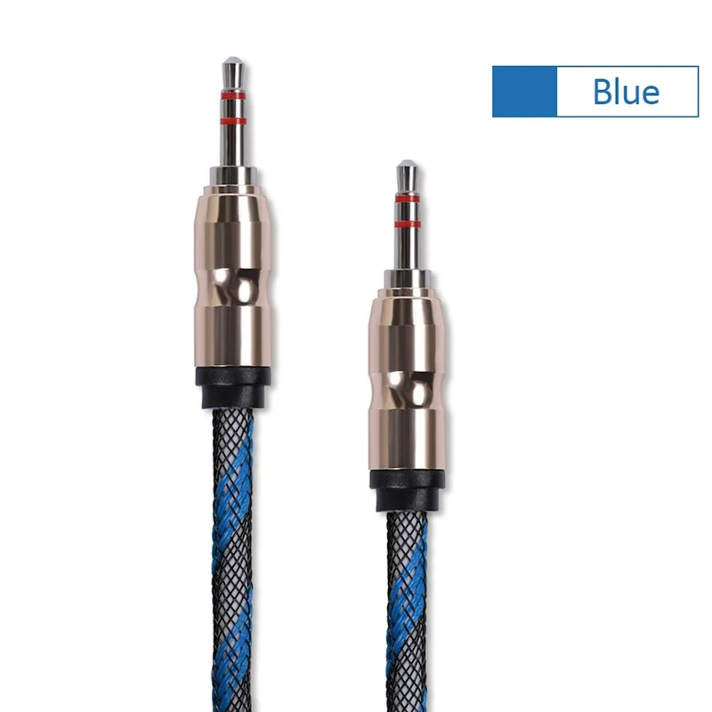 Premium Stereo Kopfhörer Anschlusskabel Nylon 1m 3,5mm Klinke Stecker>Stecker T1