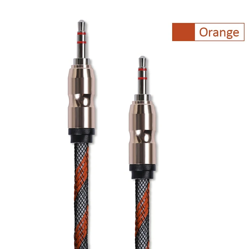 Premium Stereo Kopfhörer Anschlusskabel Nylon 1m 3,5mm Klinke Stecker>Stecker T1