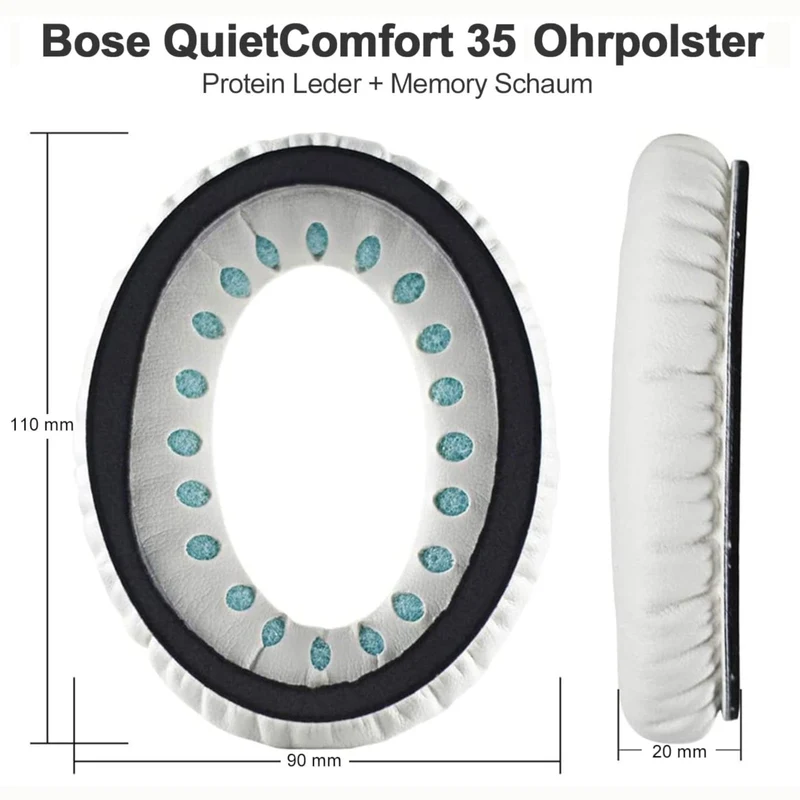Ohrpolster für Bose QuietComfort QC35 QC15 QC45 QC25 Q35 II Elfenbein Weiss