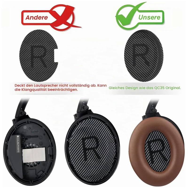 Ohrpolster für Bose QuietComfort QC35 QC15 QC45 QC25 Q35 II Braun
