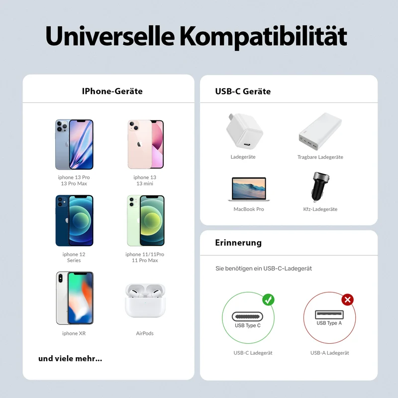 USB-C zu Lightning Kabel - Schwarz - Variante