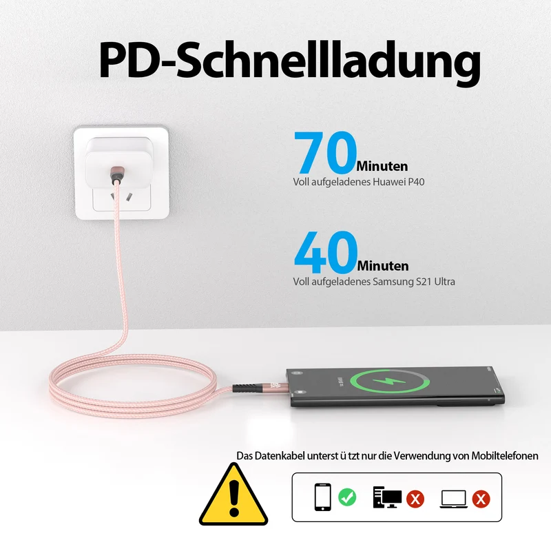 USB C Kabel Rosegold - Variante