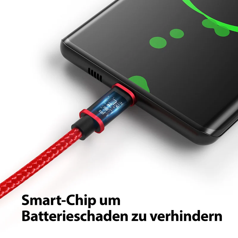 Micro USB Kabel | | 0,5 - 3m | | 4er Set Rot