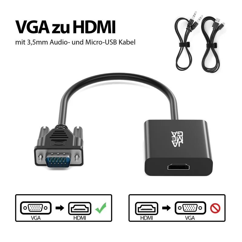 VGA Stecker auf HDMI Buchse Adapter inkl. Soundkarte