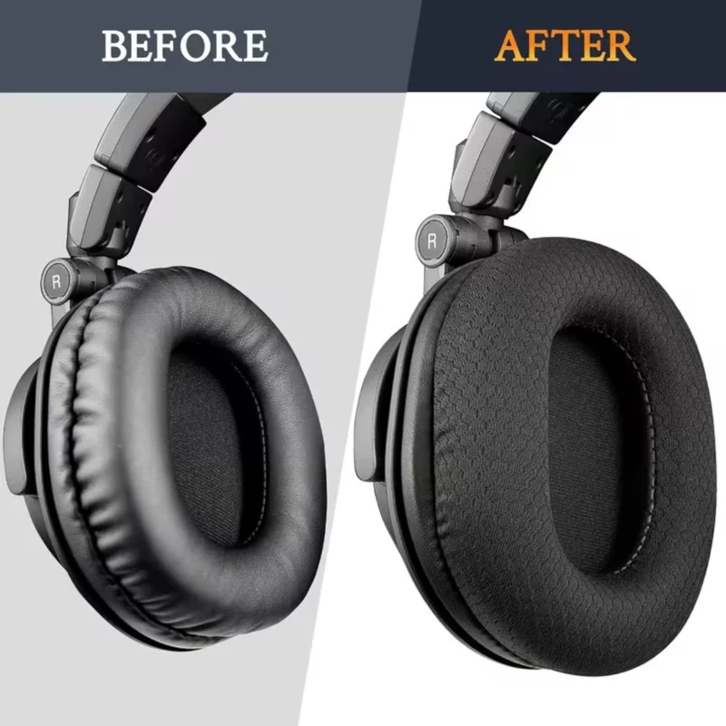Ersatz Ohrpolster Audio Technica ATH M50X M40X M30X M20X MSR7 SX1 schwarz Mesh