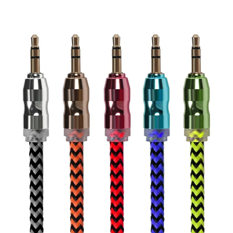 Premium Stereo Kopfhörer Anschlusskabel Nylon 1m 3,5mm Klinke Stecker