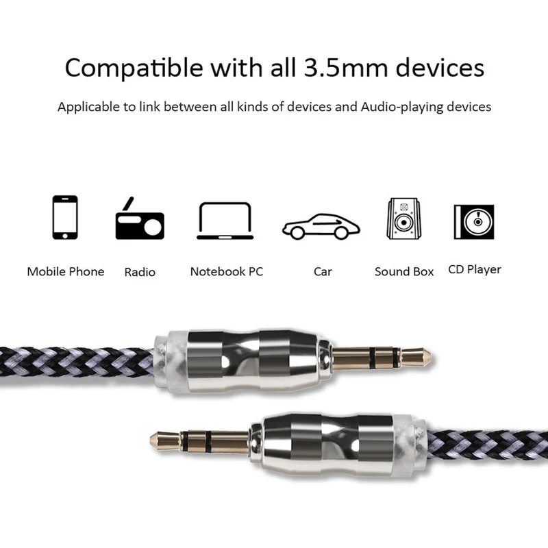Premium Stereo Kopfhörer Anschlusskabel Nylon 1m 3,5mm Klinke Stecker