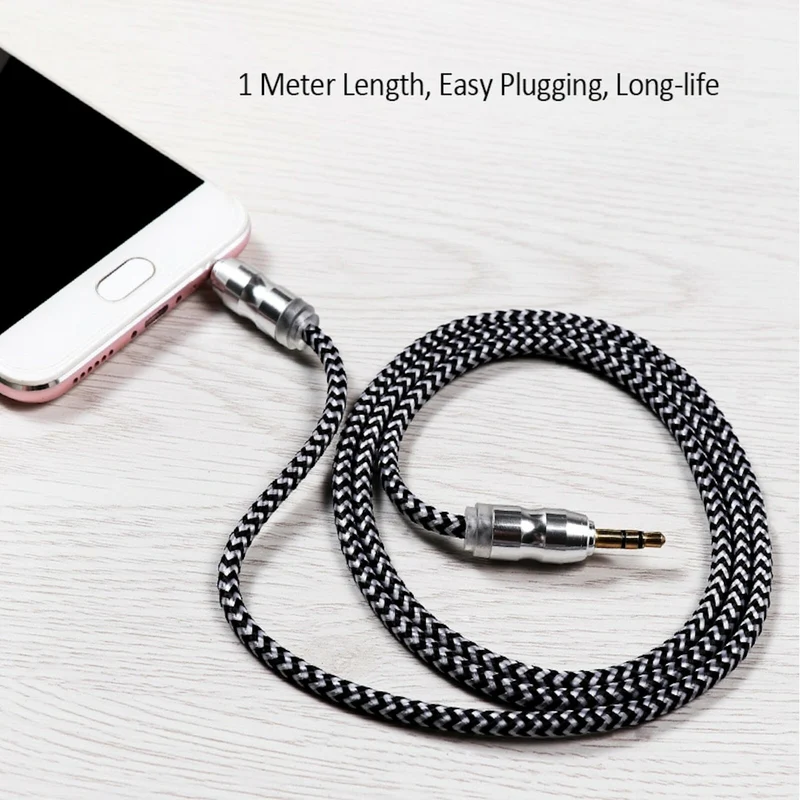 Premium Stereo Kopfhörer Anschlusskabel Nylon 1m 3,5mm Klinke Stecker