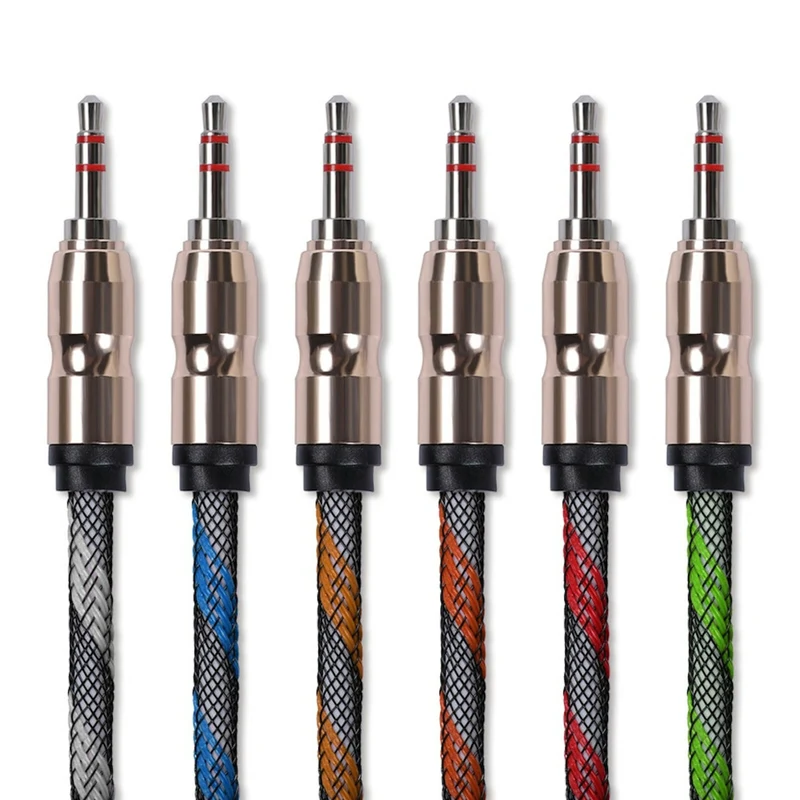 Premium Stereo Kopfhörer Anschlusskabel Nylon 1m 3,5mm Klinke Stecker>Stecker T1