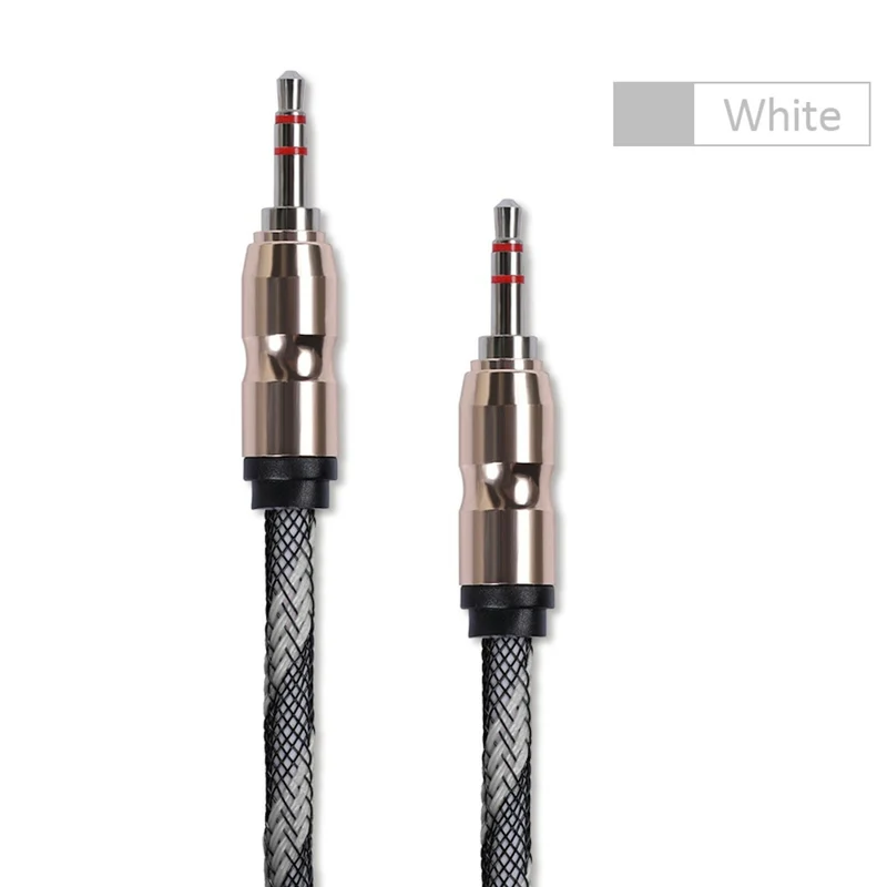 Premium Stereo Kopfhörer Anschlusskabel Nylon 1m 3,5mm Klinke Stecker>Stecker T1