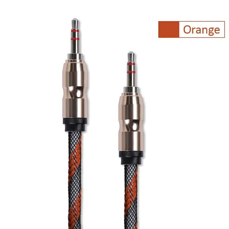 Premium Stereo Kopfhörer Anschlusskabel Nylon 1m 3,5mm Klinke Stecker>Stecker T1
