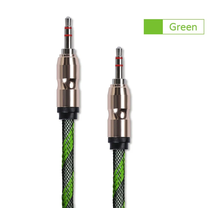 Premium Stereo Kopfhörer Anschlusskabel Nylon 1m 3,5mm Klinke Stecker>Stecker T1
