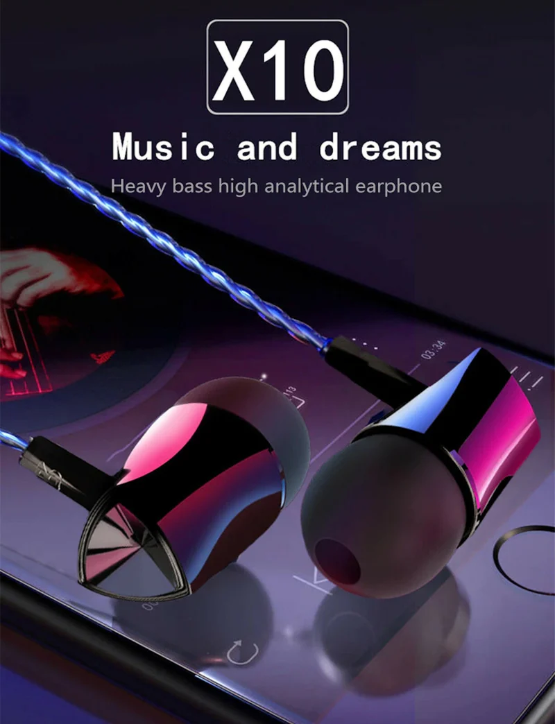Super Bass In-Ear Kopfhörer Ohrhörer X10 Headset Earphone Headphone + PU-Tasche