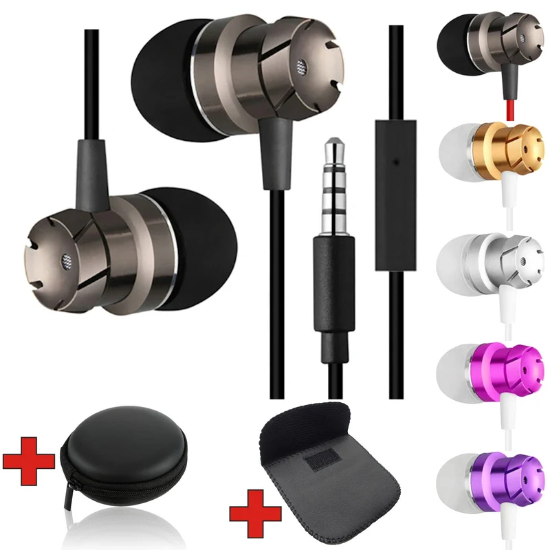 Super Bass Turbine Metall Kopfhörer In-Ear Headset Ohrhörer mit Mikrofon +Tasche