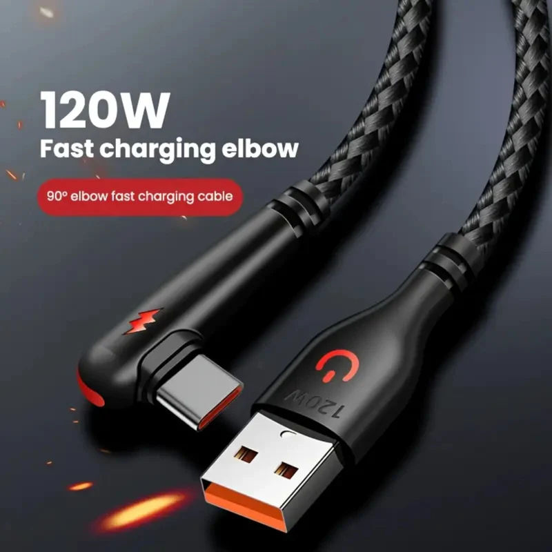 1m 2m Schnell Ladekabel USB Typ C Daten Handy Silikon Winkelstecker