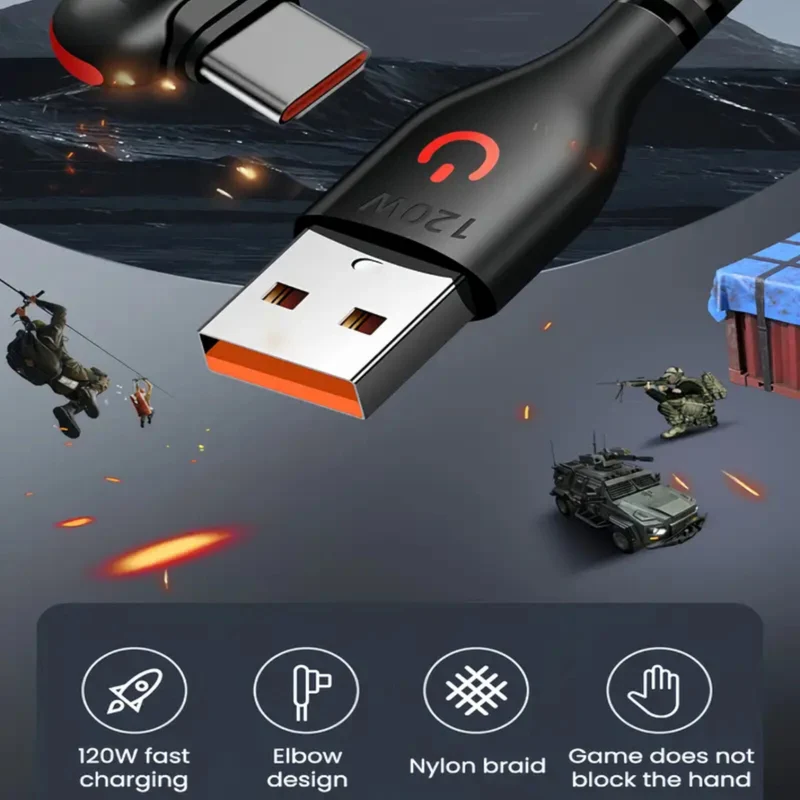1m 2m Schnell Ladekabel USB Typ C Daten Handy Silikon Winkelstecker