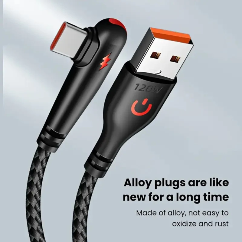 1m 2m Schnell Ladekabel USB Typ C Daten Handy Silikon Winkelstecker