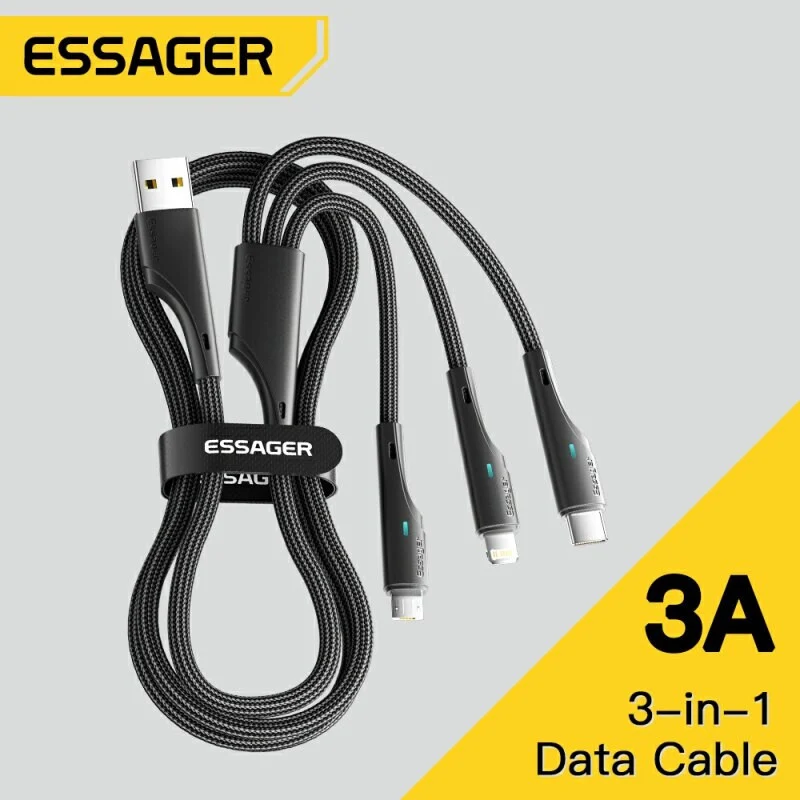 1,2m 3A USB Typ C Kabel Multi Micro Schnell Ladekabel iPhone Samsung Essager