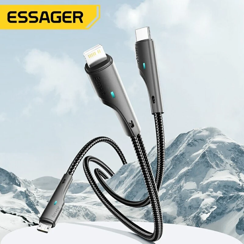 1,2m 3A USB Typ C Kabel Multi Micro Schnell Ladekabel iPhone Samsung Essager