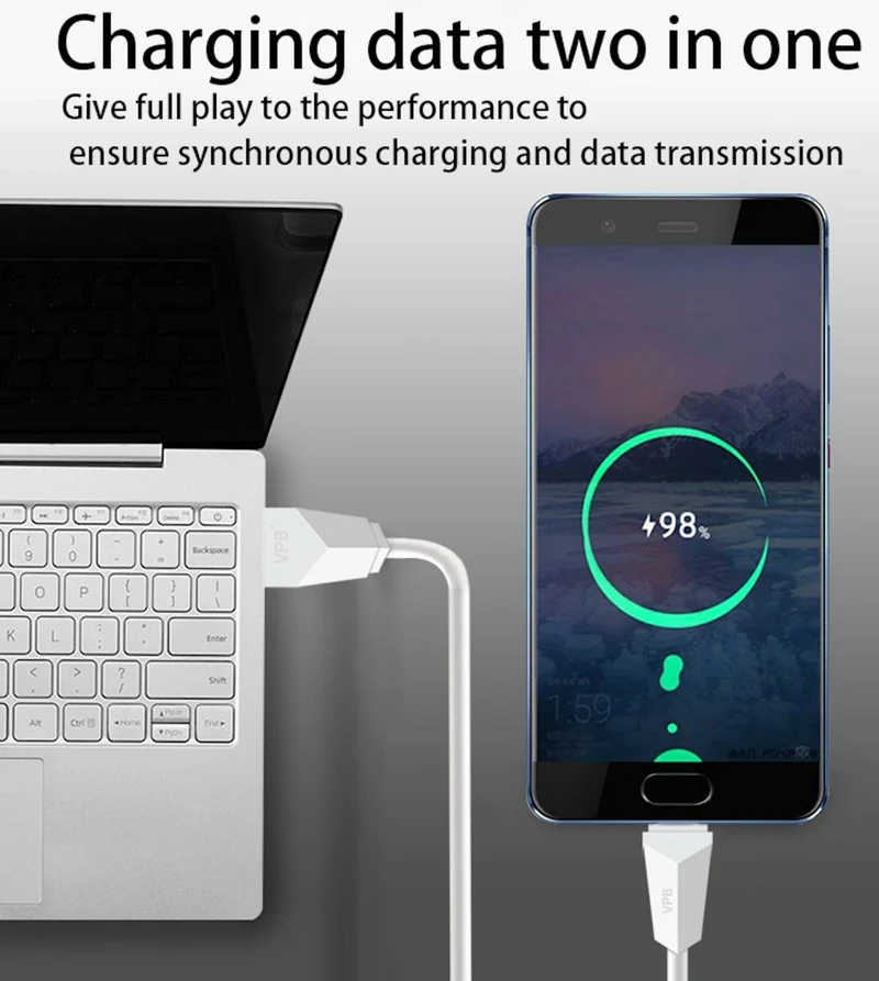 1m Micro USB Schnellladekabel Schnell Ladekabel Sync Datenkabel weiss