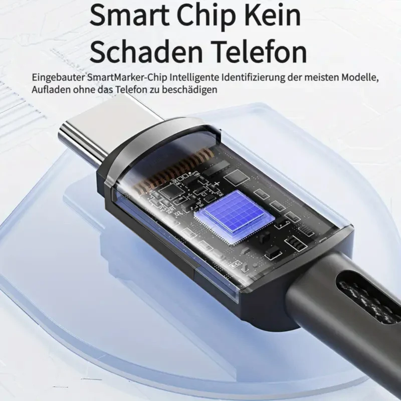 7A 120W 1m Heemax Schnell Ladekabel USB A zu Typ C Daten Handy Nylon schwarz