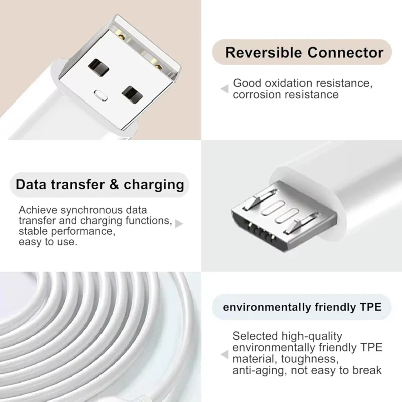 Micro-USB Ladekabel Daten Kabel 0,8 m Smartphone Galaxy Handy Tablet Soundbox