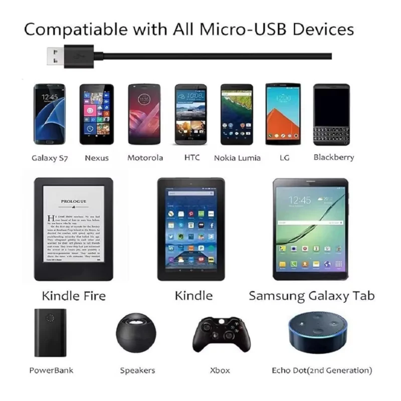 Micro-USB Ladekabel Daten Kabel 0,8 m Smartphone Galaxy Handy Tablet Soundbox