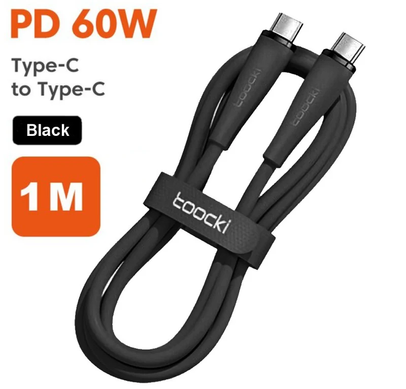 60 Watt Turbo Schnell Ladekabel USB Typ C Datenkabel Handy Silikon Nylon Toocki