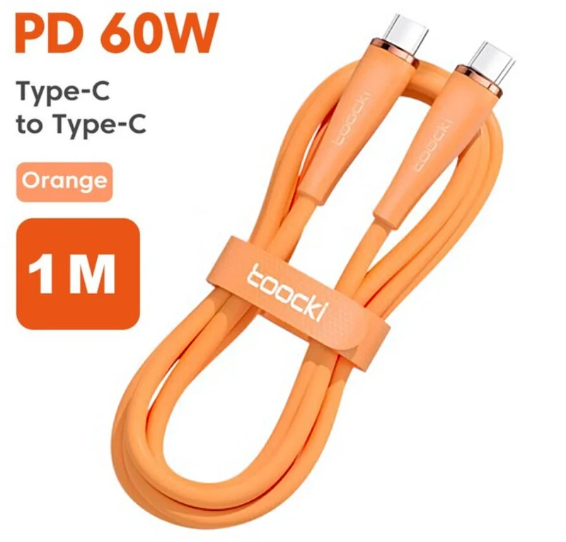 60 Watt Turbo Schnell Ladekabel USB Typ C Datenkabel Handy Silikon Nylon Toocki