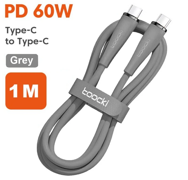 60 Watt Turbo Schnell Ladekabel USB Typ C Datenkabel Handy Silikon Nylon Toocki