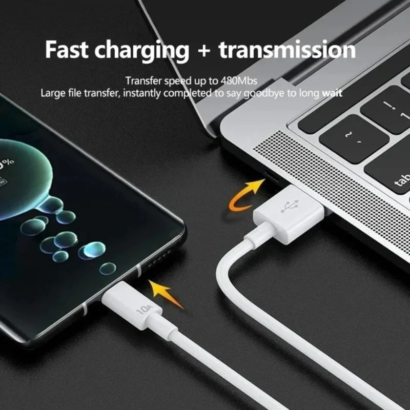2m USB-C Schnell Ladekabel USB Typ C Daten Handy für Huawei Xiaomi ... weiss