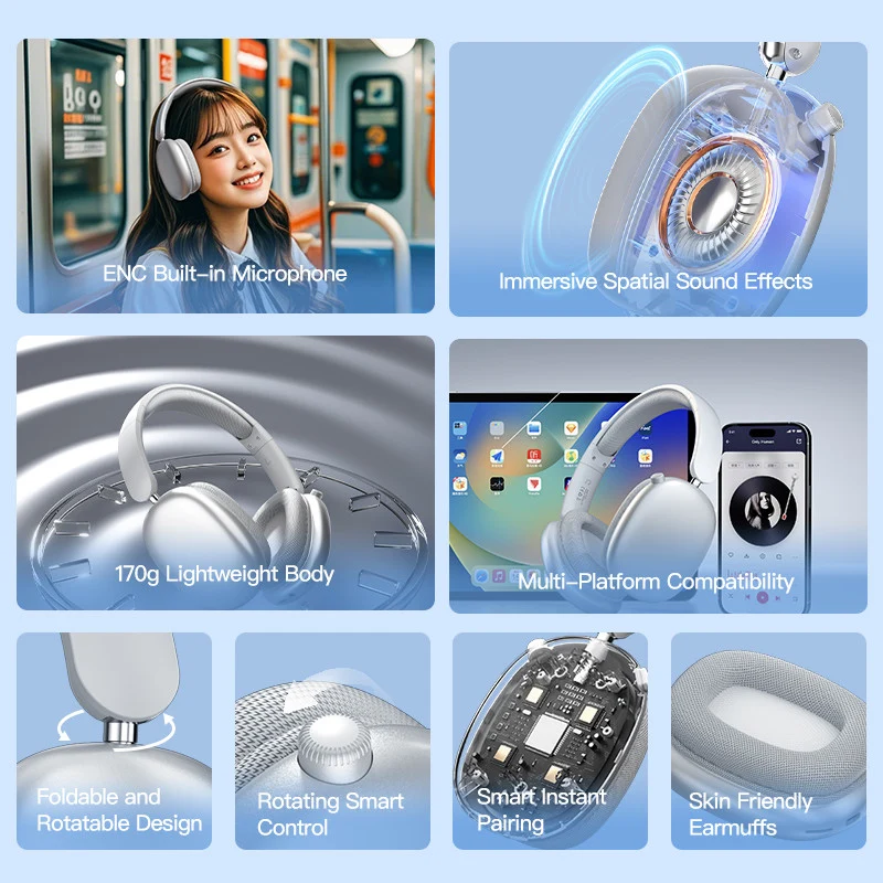 Wireless Bluetooth 5.3 Kopfhörer SY-T9 ENC Over Ear Stereo Headset