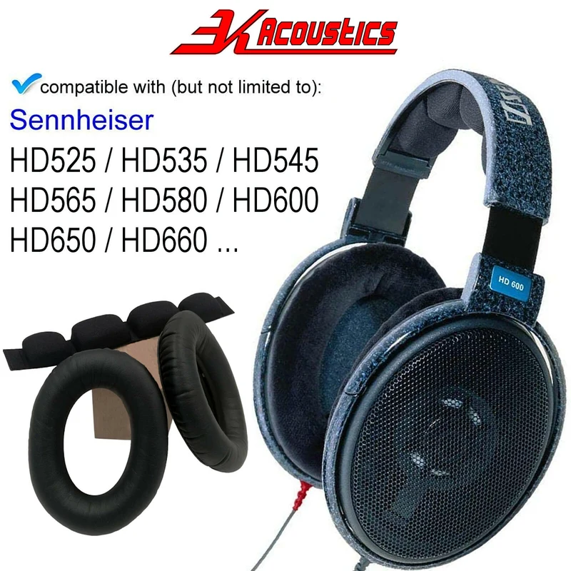 Kunstleder Ohrpolster Kopfband für Sennheiser Kopfhörer HD545, HD580, HD600, HD650, HD660