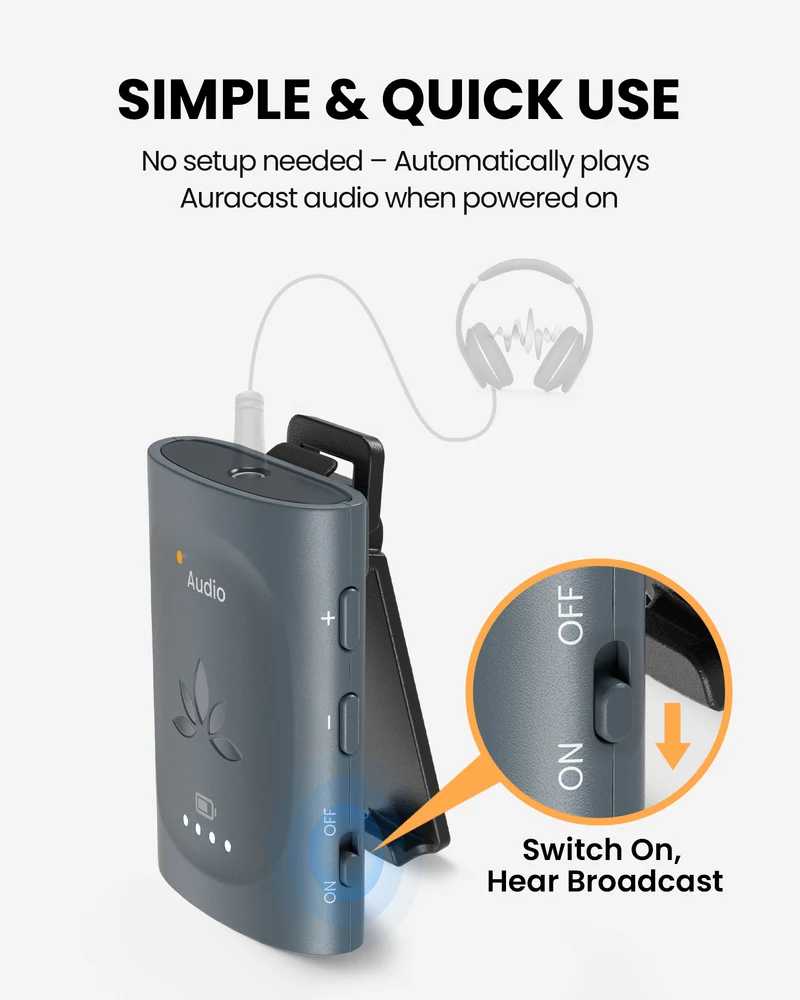 AuraClip | RC240 - Auracast Receiver with Qualcomm BT 5.4