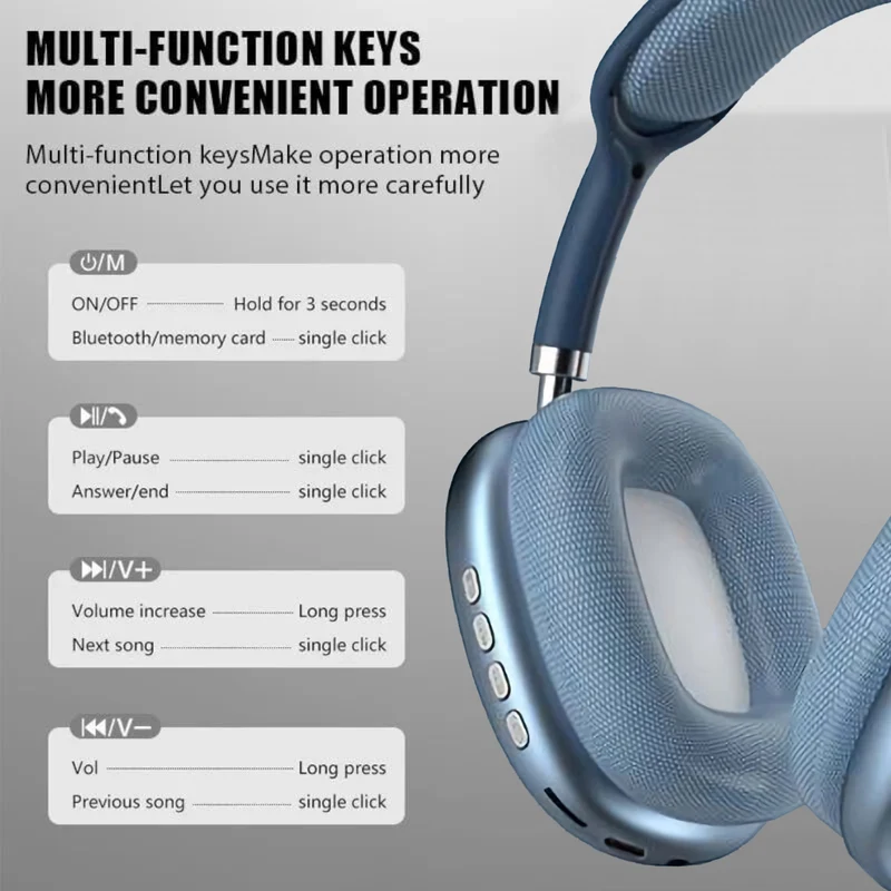 Wireless Bluetooth 5.1 Kopfhörer P9 Pro Over Ear Stereo Headset