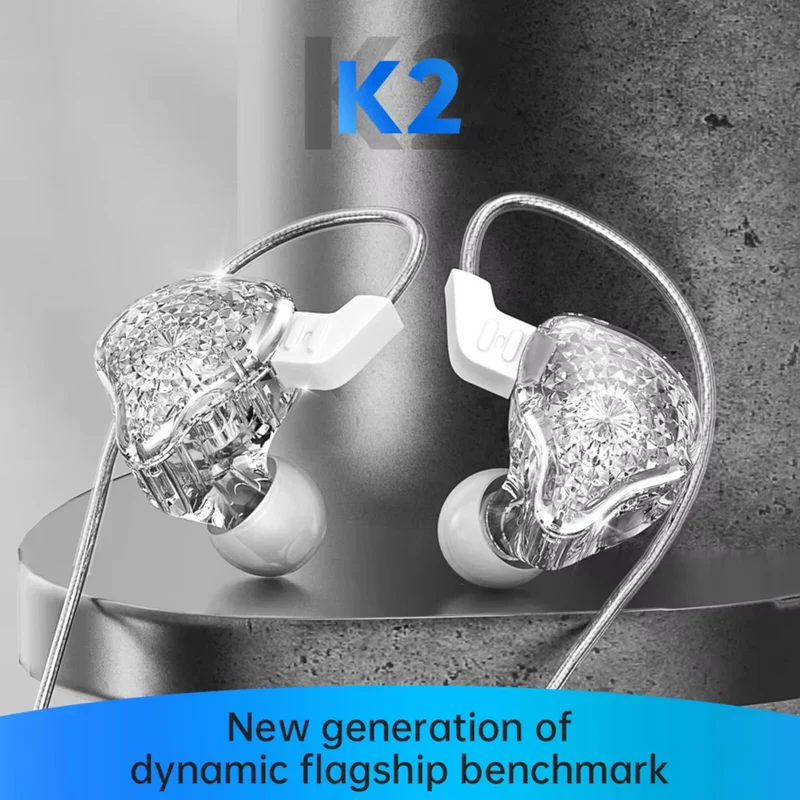 Original 3K K2 HD Professional HiFi Kopfhörer Headset Premium In-Ear Kristall