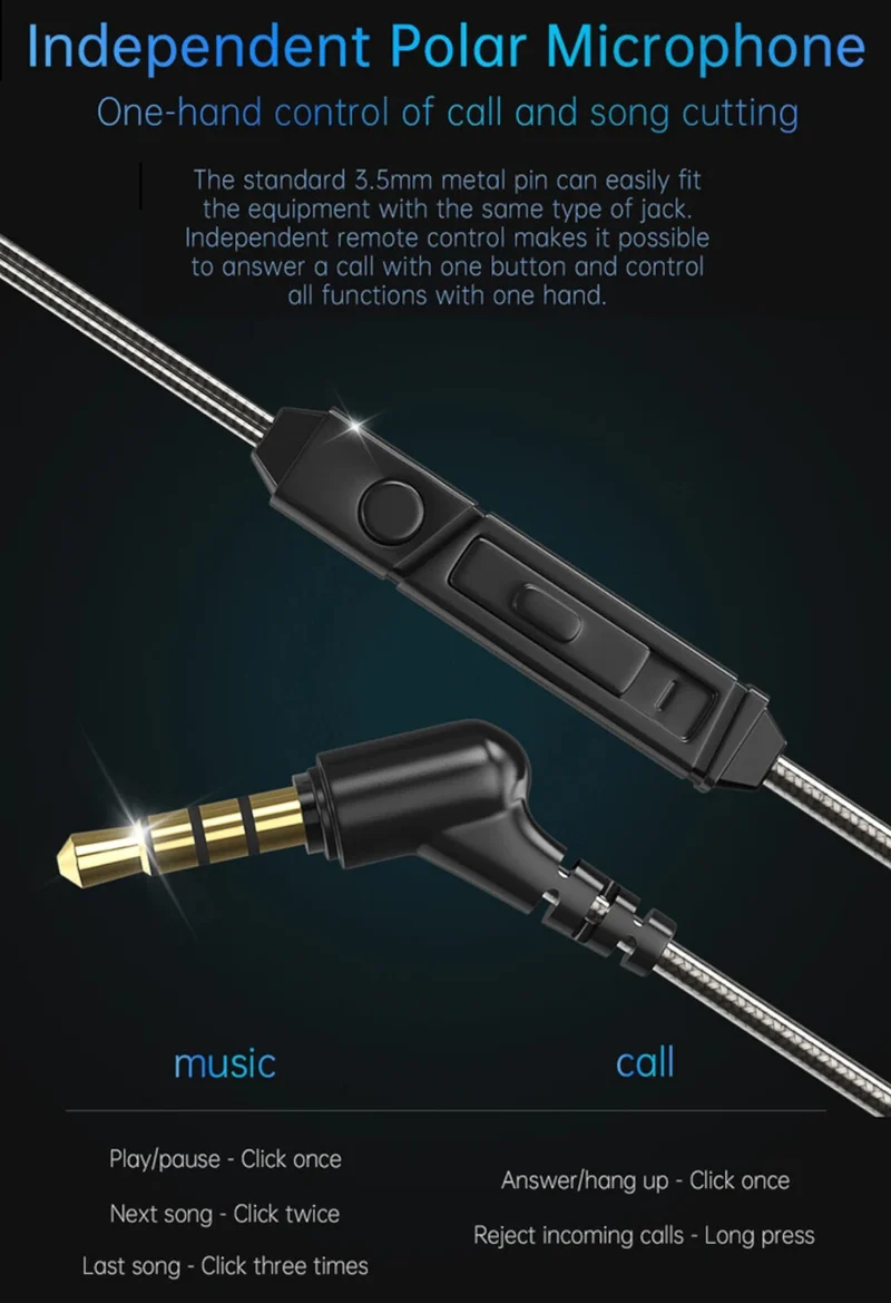 Original 3K K2 HD Professional HiFi Kopfhörer Headset Premium In-Ear Blau