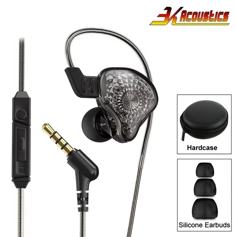 Original 3K K2 HD Professional HiFi Kopfhörer Headset Premium In-Ear Black