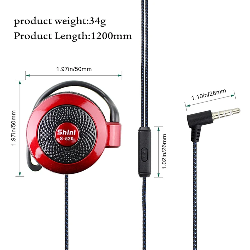 Shini S520 Sport Ohrbügel Kopfhörer Headset On-Ear Earphone Headphone Bass