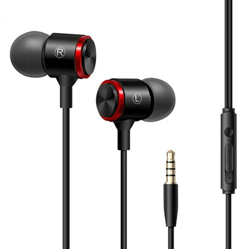 Mega Bass Premium In-Ear Earphone Headset Mic 3K-RSW9 Schwarz Weiss Rot + Bag