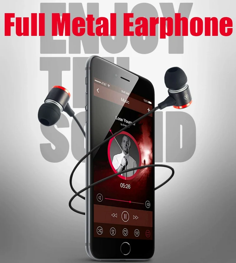 Mega Bass Premium In-Ear Earphone Headset Mic 3K-RSW9 Schwarz Weiss Rot + Bag