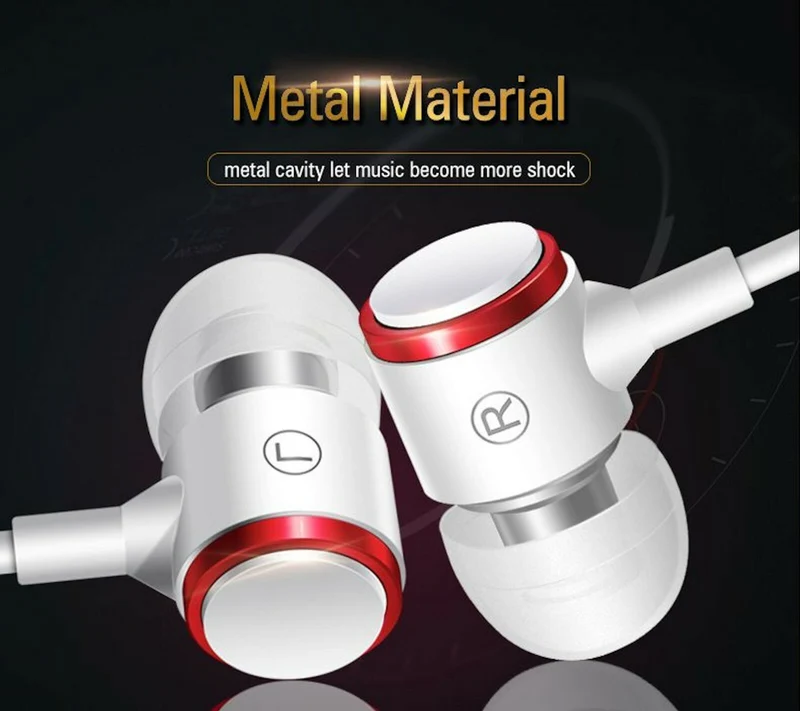 Mega Bass Premium In-Ear Earphone Headset Mic 3K-RSW9 Schwarz Weiss Rot + Bag