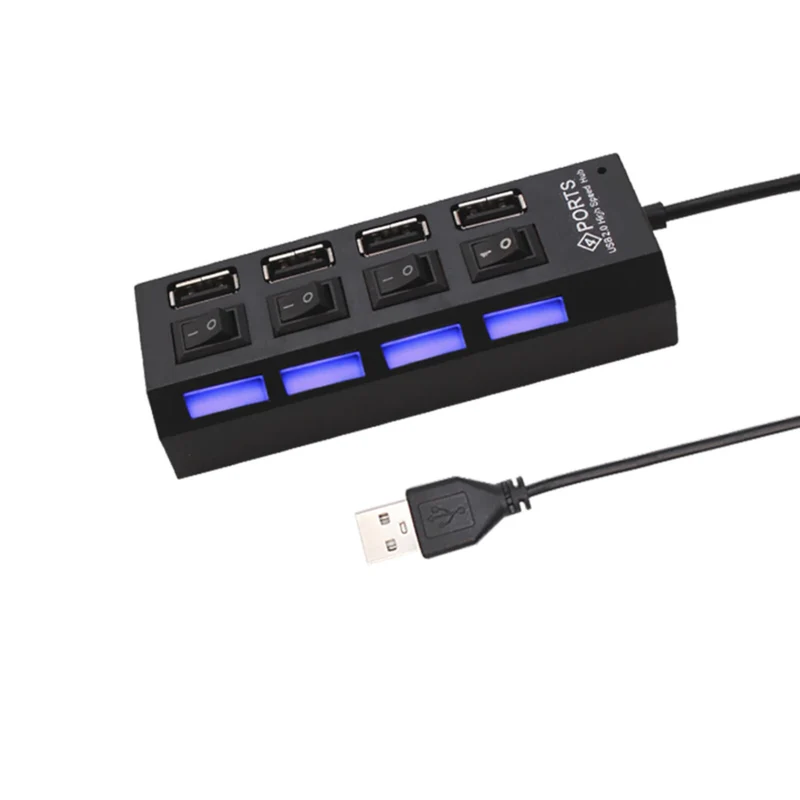3K USB Hub 4 Port mit Einzelnen LED EIN- / Ausschalter Extender für PC Laptop