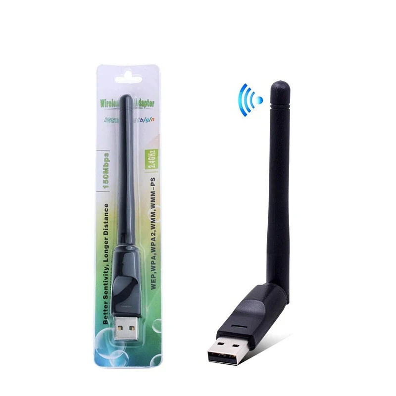 WIFI WLAN USB Adapter 150Mbit Stick 2dBi Wireless Drahtlos Dongle Antenne Black
