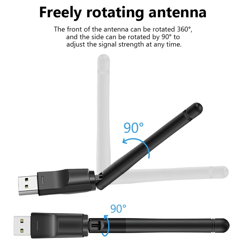 WIFI WLAN USB Adapter 150Mbit Stick 2dBi Wireless Drahtlos Dongle Antenne Black