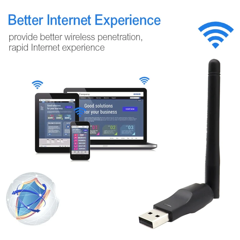 WIFI WLAN USB Adapter 150Mbit Stick 2dBi Wireless Drahtlos Dongle Antenne Black