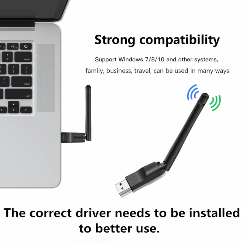 WIFI WLAN USB Adapter 150Mbit Stick 2dBi Wireless Drahtlos Dongle Antenne Black