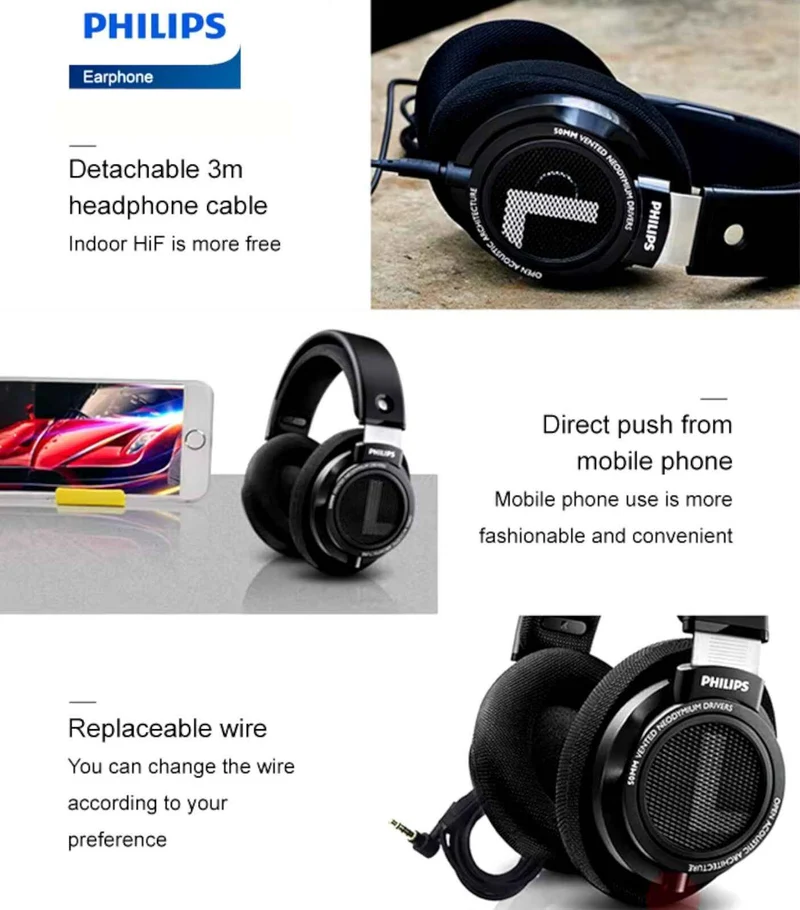 Philips SHP9500 HiFi Kopfhörer Over-Ear - Schwarz