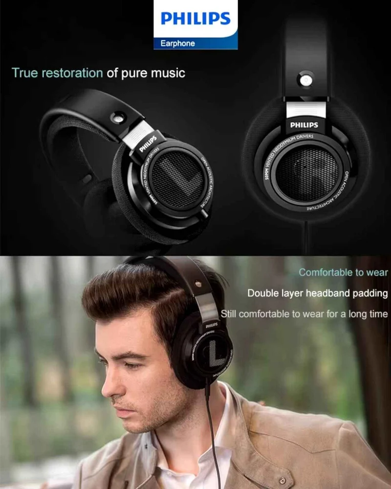 Philips SHP9500 HiFi Kopfhörer Over-Ear - Schwarz