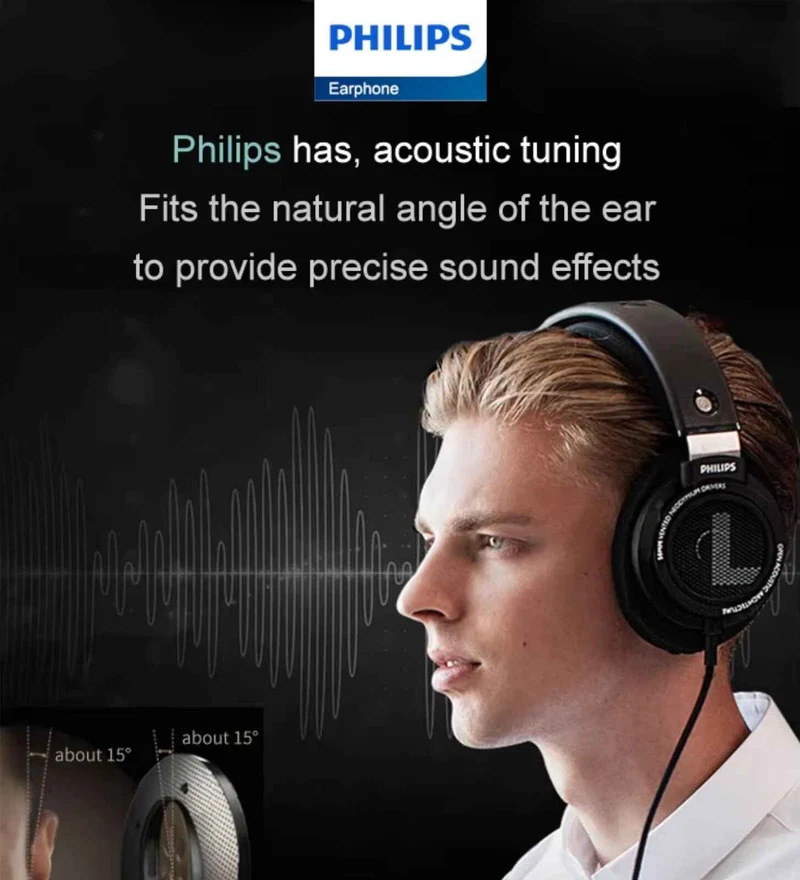 Philips SHP9500 HiFi Kopfhörer Over-Ear - Schwarz